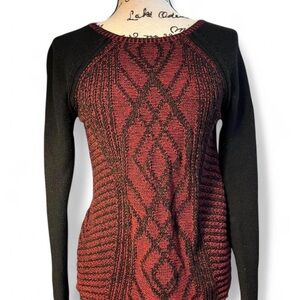 Express Black and Red Patterned Sweater